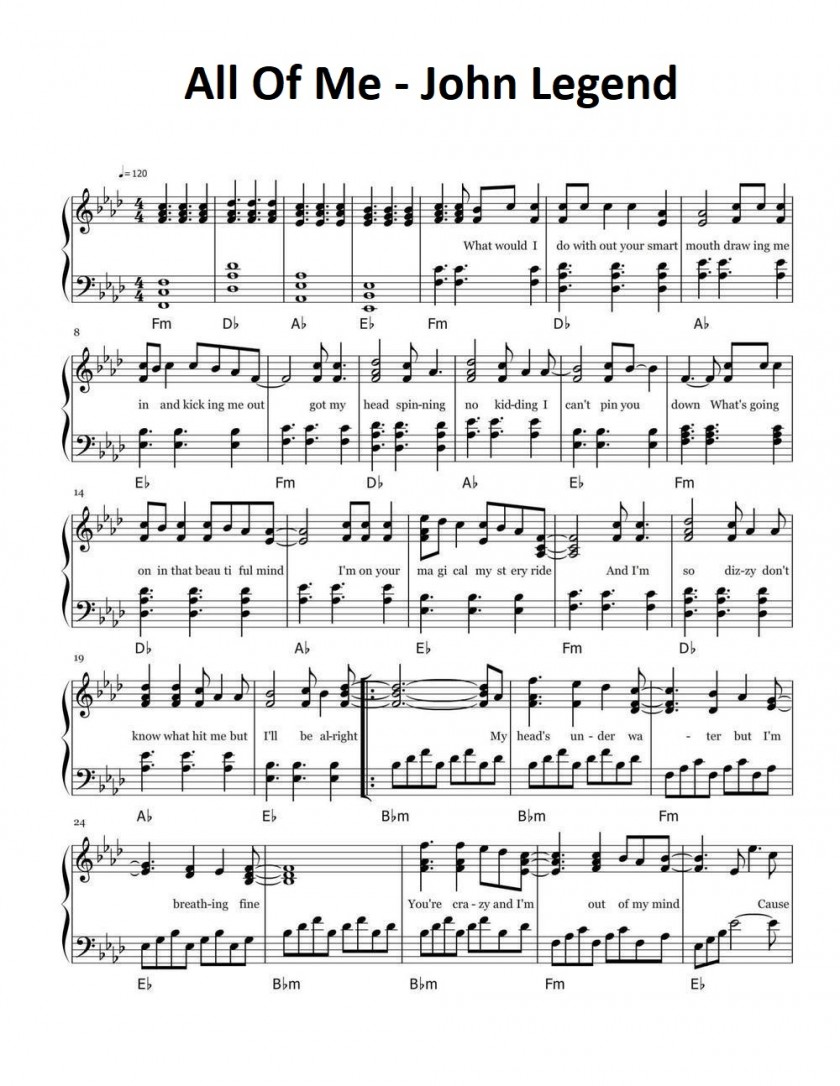 Hromadne Ciro Blikat All Of Me Sheet Music Free Download Stephenkarr Com