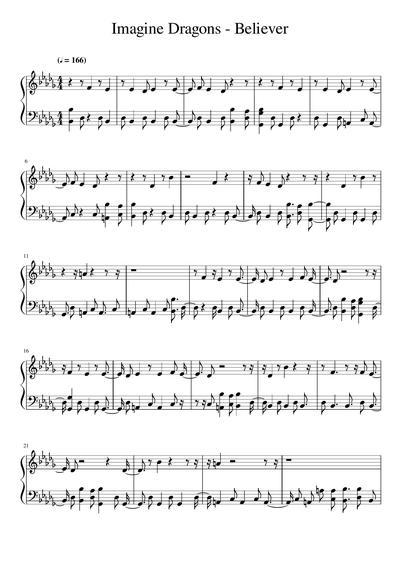 Imagine Dragons Believer Sheet Music For Piano Free Pdf