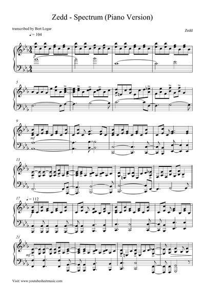 Zedd Spectrum Sheet Music For Piano Free Pdf Download Bosspiano